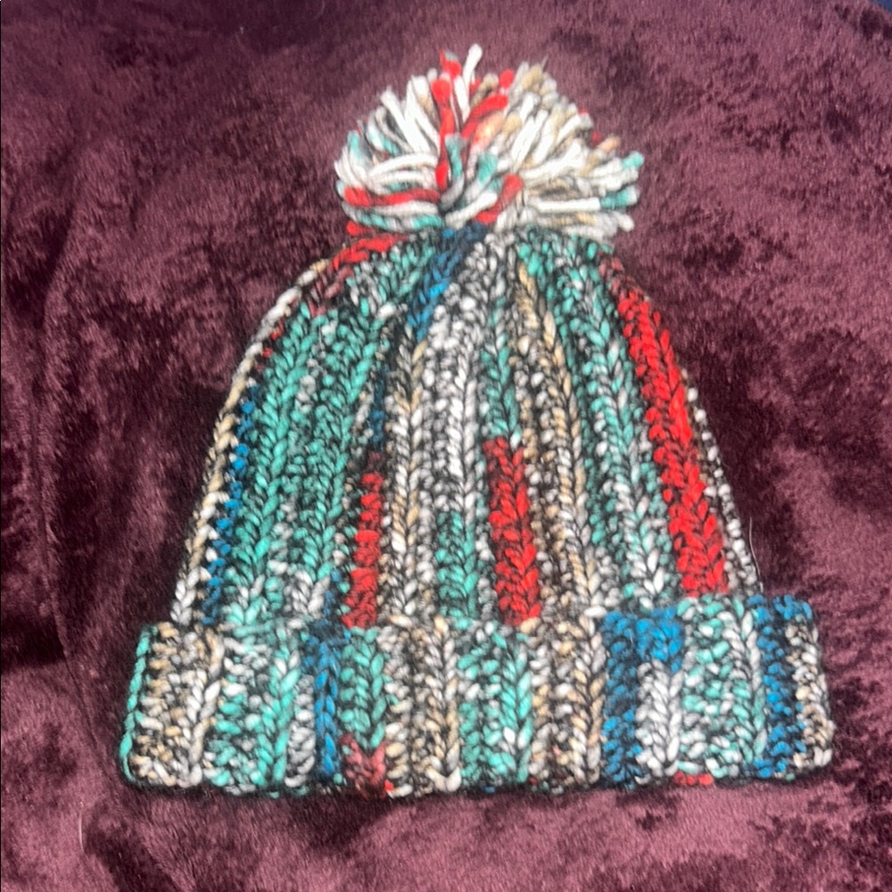 Colorful Crochet Pom-Pom Beanie